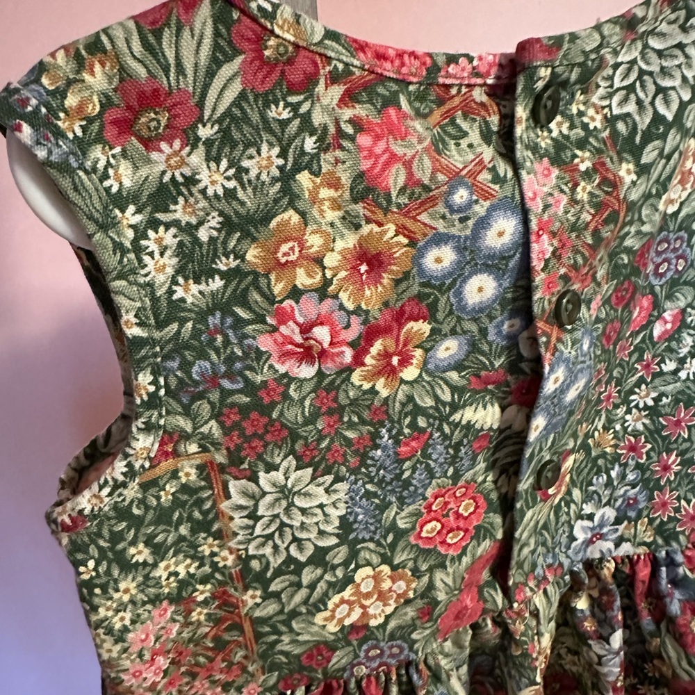 Prairie Cottage Floral Peaches ‘N Cream Girl’s Sleeveless W/ Pockets Dress ~ 6 - Picture 10 of 11